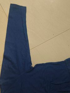 Blue Knotted Cropped T-shirt