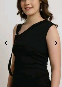 SHEIN Black One-Shoulder Ruched Top