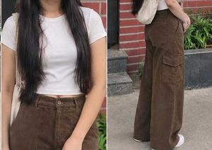 Brown Corduroy Cargo Pants
