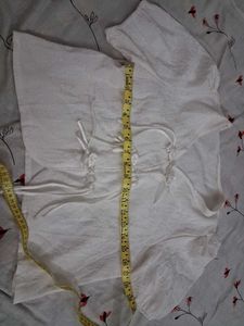 White Textured V-Neck Tie-Up Top