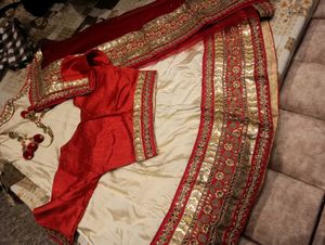 Red &amp; Gold Embellished Lehenga Set