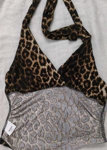 Leopard Print Halter Neck Top