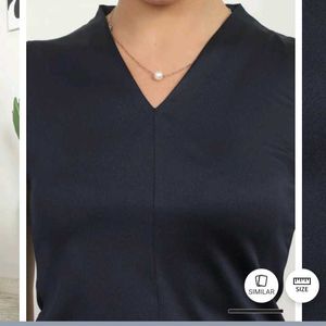M size Elegant Sleeveless Navy Blue Top