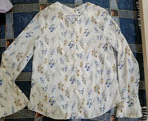 Floral Print V-Neck Long Sleeve Top