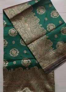 91)Elegant Emerald Green Silk Saree