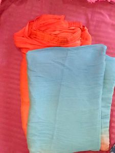 Ready to wear Orange and Blue Ombre Saree