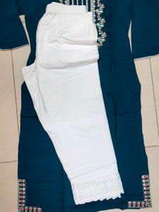 Embroidered Teal Kurta Set