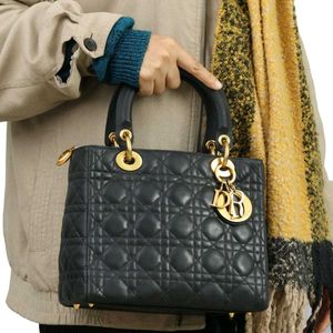 LADY DIOR BAG IN BLACK MATTE CANNAGE LAMBSKIN*