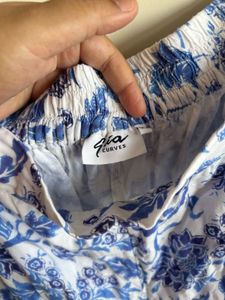Blue Floral Print Palazzo Pants