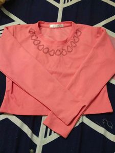 Cute Peach Long Sleeve Top