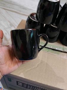 Set of 6 Black Ceramic Mugs unsued