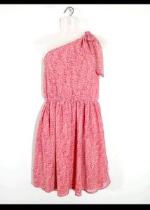 Chic One-Shoulder Pink Printed Dress