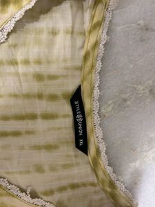 Green Tie-Dye Kurti with Lace Details