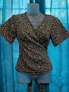Leopard Print Wrap Top