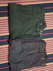 Combo of 2 Men's Casual Pants (Green &amp; Charcoal Gr