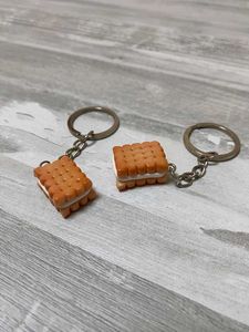 Cute Biscuit Cream Sandwich Food Keychain