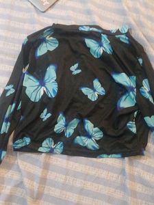 Butterfly Print Long Sleeve Top
