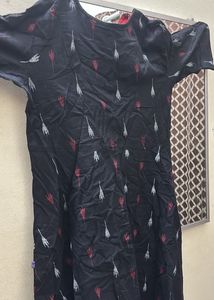 Stylish Black Kurta with Red Neckline