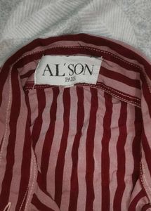 Striped Button-Up Shirt with Embroidery❣️