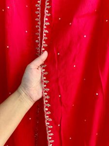 Rose Red Heavy handwork embroidered Sharara Set