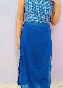 Blue Geometric Print Maxi Dress