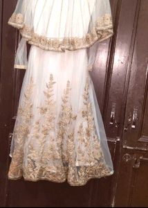 Gold Embroidered gown with poncho (deattch