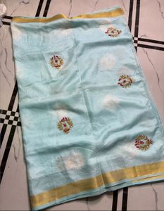 Light Blue Saree with Pink Blouse
