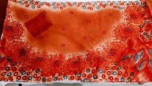 🇳🇿💫🎀Elegant Orange Floral Print Saree