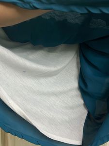 Teal Lace Trim Blouse