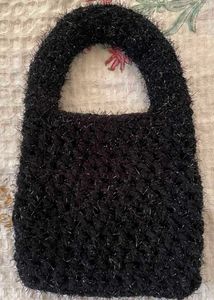 Handmade crochet Grey tote bag &amp; black pouch
