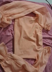 Peach Sheer Sleeve Top
