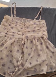 Sheer Floral Print Ruched Cami Top