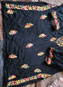 Embroidered Black Kurta