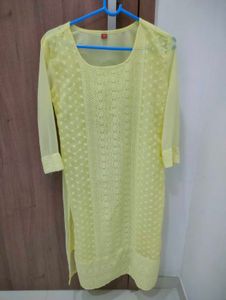 Yellow Chikankari Kurti
