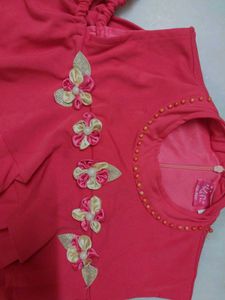 Girls Red Cold Shoulder Dress