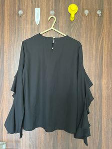 Elegant Black Ruffle Sleeve Top