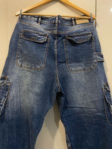 Blue Denim Cargo Pants