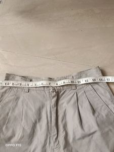 Beige Short Cotton Pants