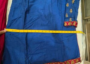 Elegant Blue Kurta Set with Red Pants