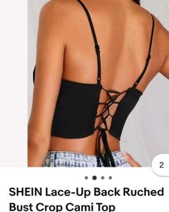 SHEIN Black Ruched Bust Crop Cami Top