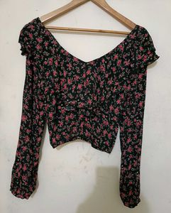 Forever 21 Floral Print Ruffle Blouse