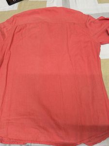 Men's Red Mandarin Collar Casual Shirt