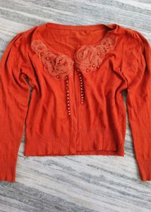 Orange Floral Cardigan