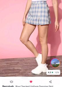 Cute Blue Plaid Mini Skirt
