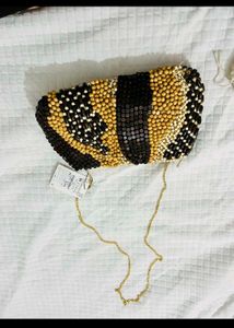 Zara Beaded Clutch Bag with Chain Strap
