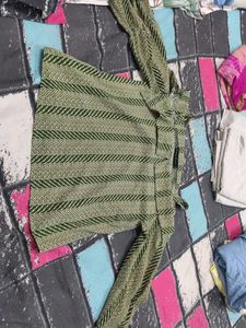 Stylish Green Herringbone top