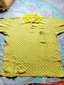 Yellow Polo T-Shirt with Black Print