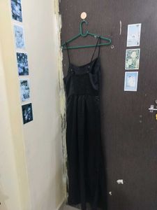 black satin party dress