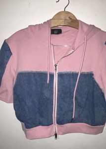 Pink &amp; Denim Zip-Up Hoodie