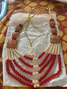 Elegant Red &amp; Pearl Necklace